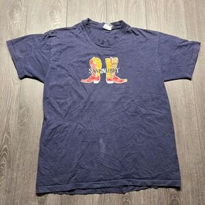 Vintage Sam and Libby Cowboy Boots 1980s Blue Shirt Large Western Rare Promo